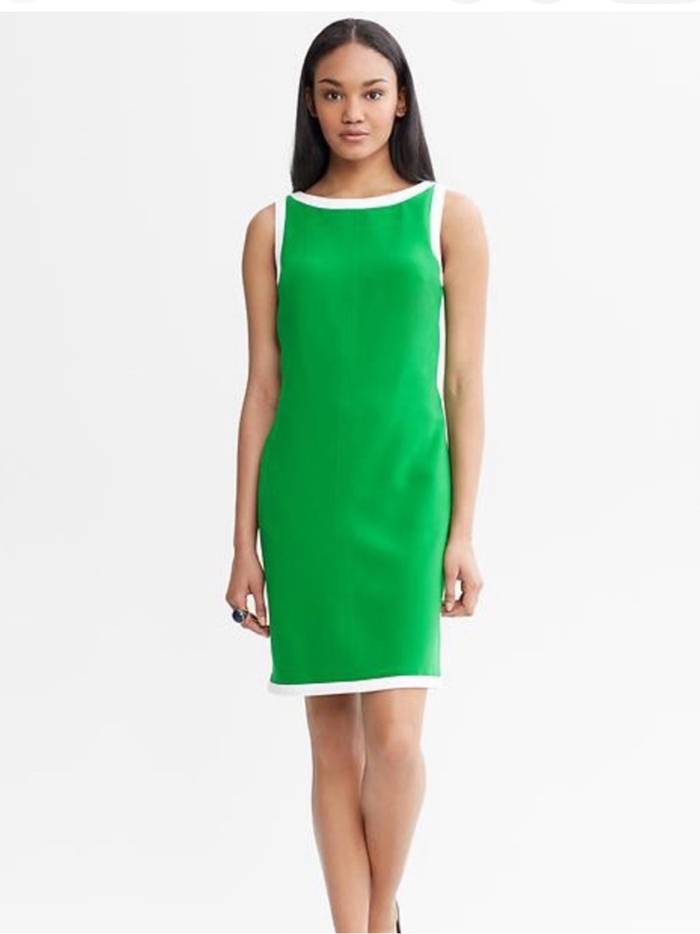 Banana Republic Mad Men Kelly Green shift dress white trim Womens 10 NWT Classic